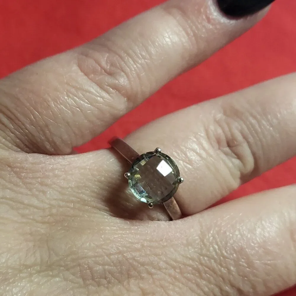 Natural Green Amethyst Sterling Silver Ring
